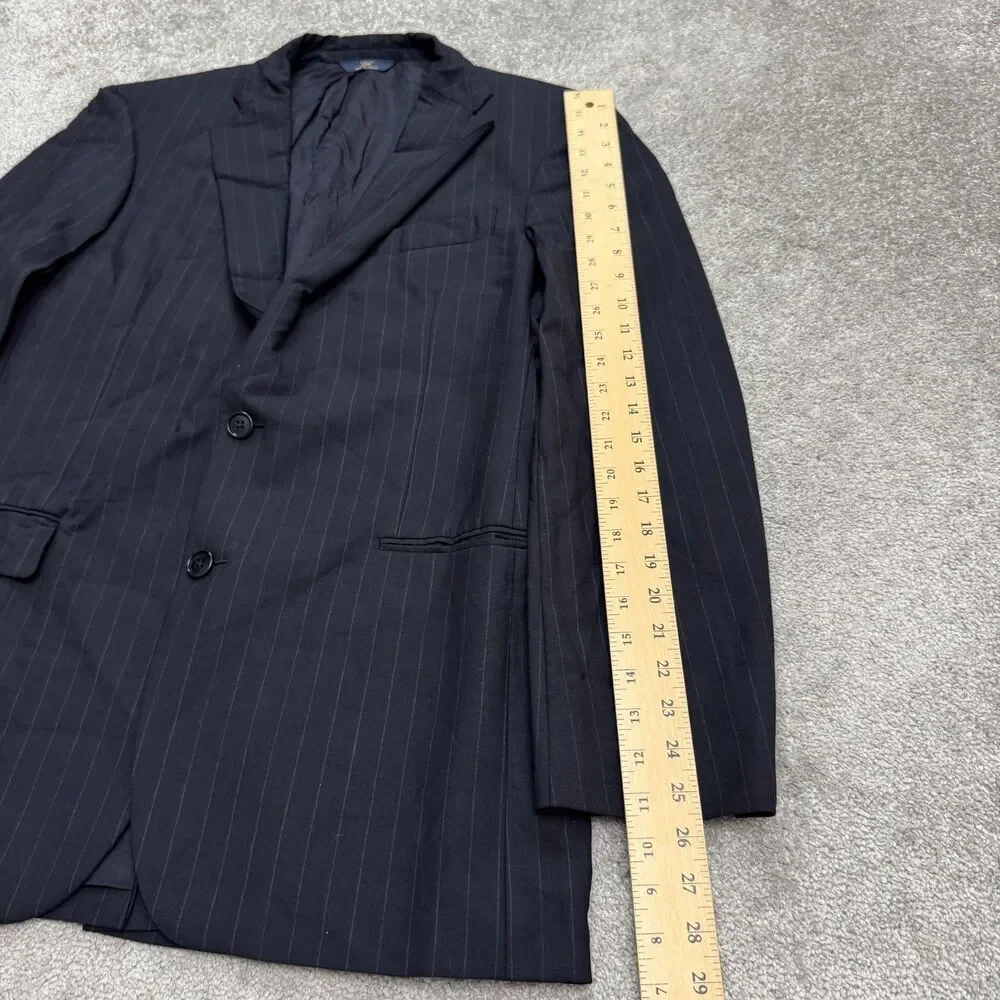 Brooks Brothers 346 Wool Blazer Suit Jacket Men 42L Navy Blue Pinstriped Stretch